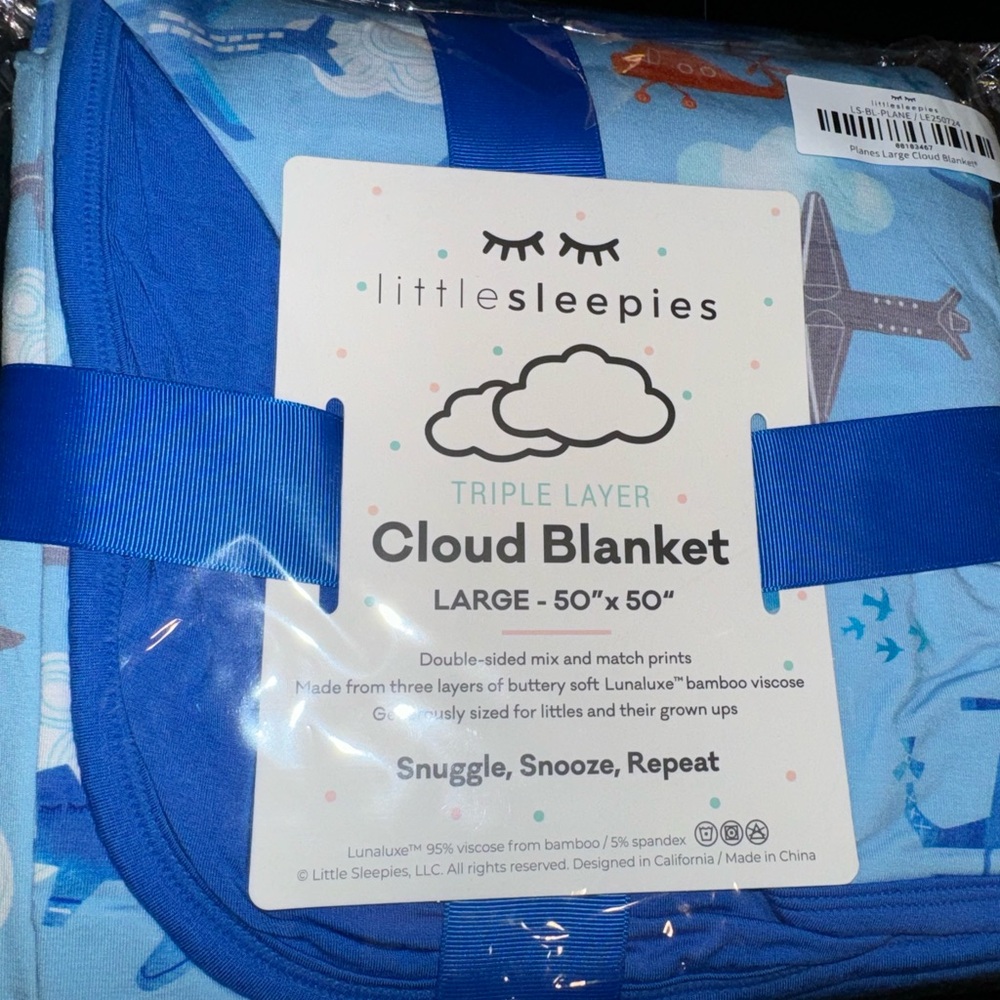 Little Sleepies Planes Large Cloud Blanket NIB